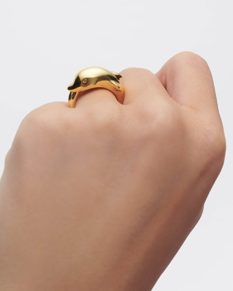 Anillo Dolphin - 
  
    Plata de Ley / Baño de Oro 18K
  
