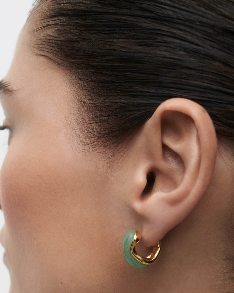 Green aventurine Musa hoops - 
  
    Sterling Silver / 18K Gold plating
  
