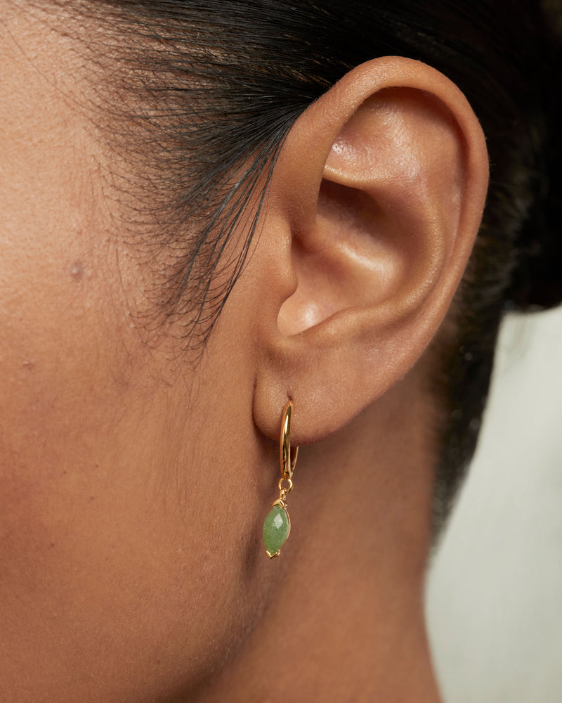 Green Aventurine Nomad Hoops - 
  
    Sterling Silver / 18K Gold plating
  
