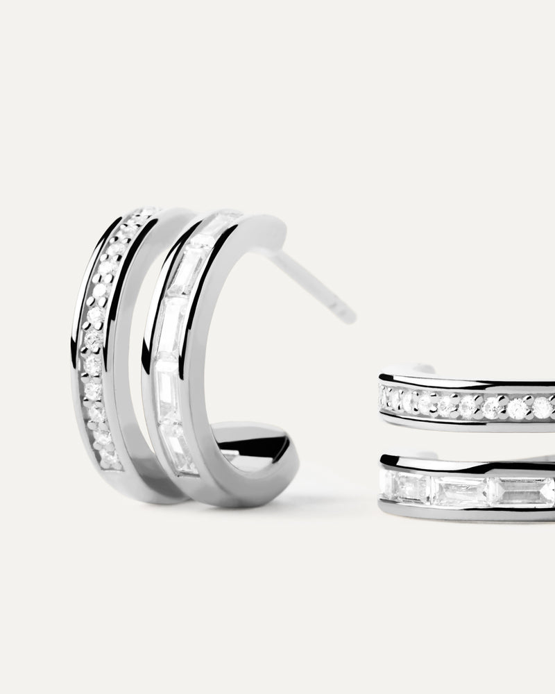 Bianca Double Band Silver Hoops - 
  
    Sterling Silver
  
