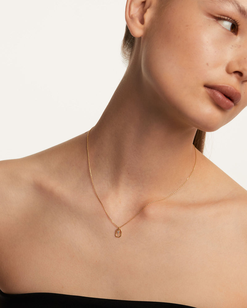 Collana Con Lettera Y Mini - 
  
    Argento sterling / Placcatura in Oro 18K
  
