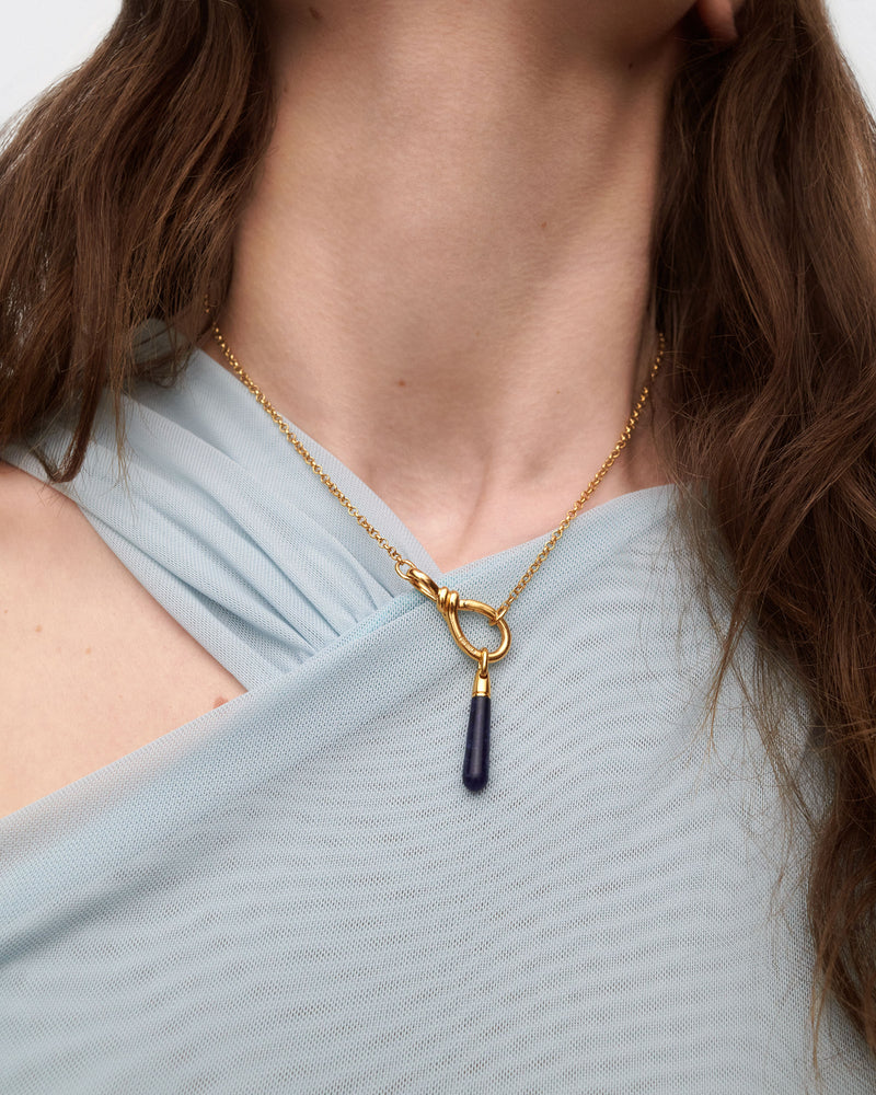 Ciondolo Sodalite large Drop - 
  
    Argento sterling / Placcatura in Oro 18K
  
