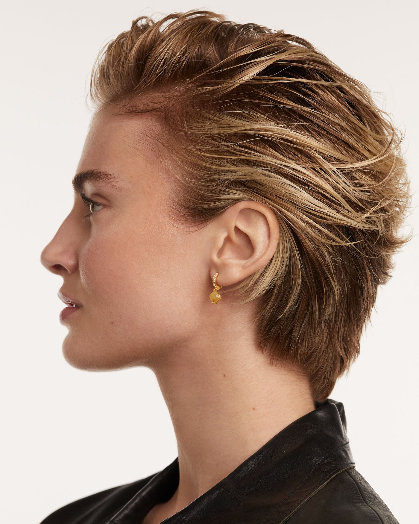 Crystal and zirconia Quartz ear piercings