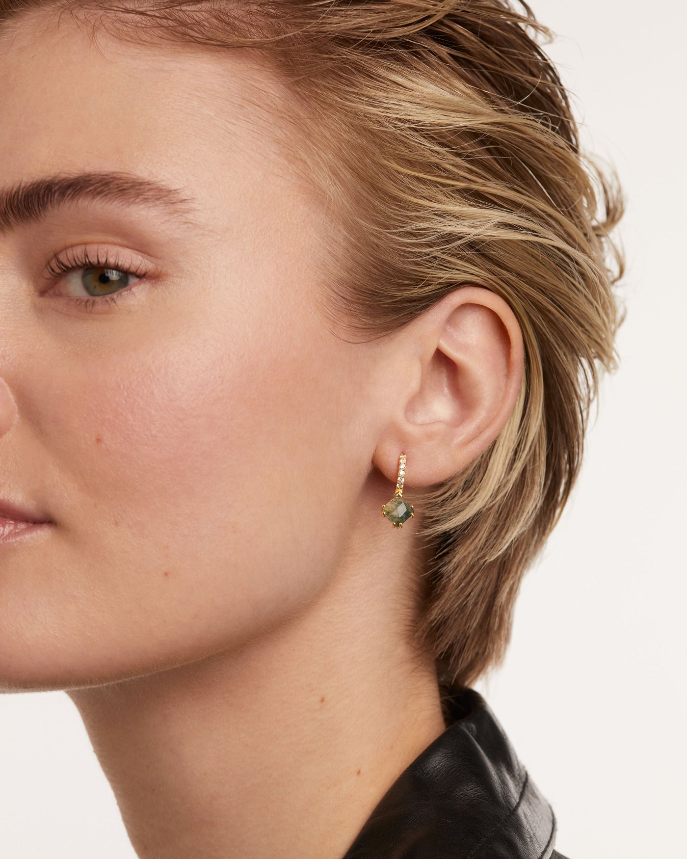 Agate Crystal and zirconia ear piercings