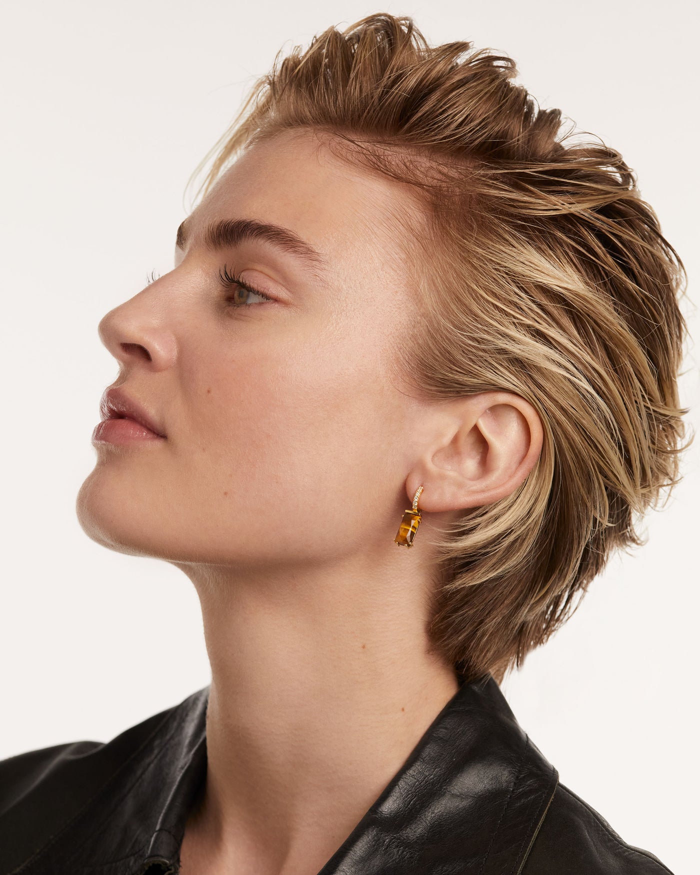 Crystal and zirconia Tiger eye ear piercings