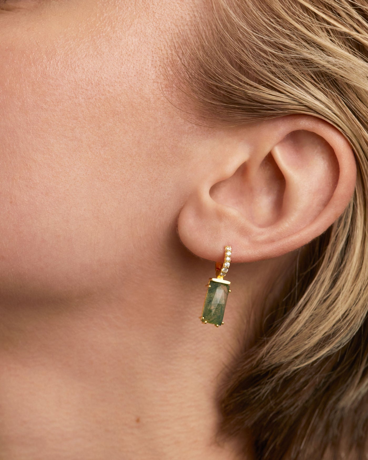 Agate Crystal and zirconia ear piercings