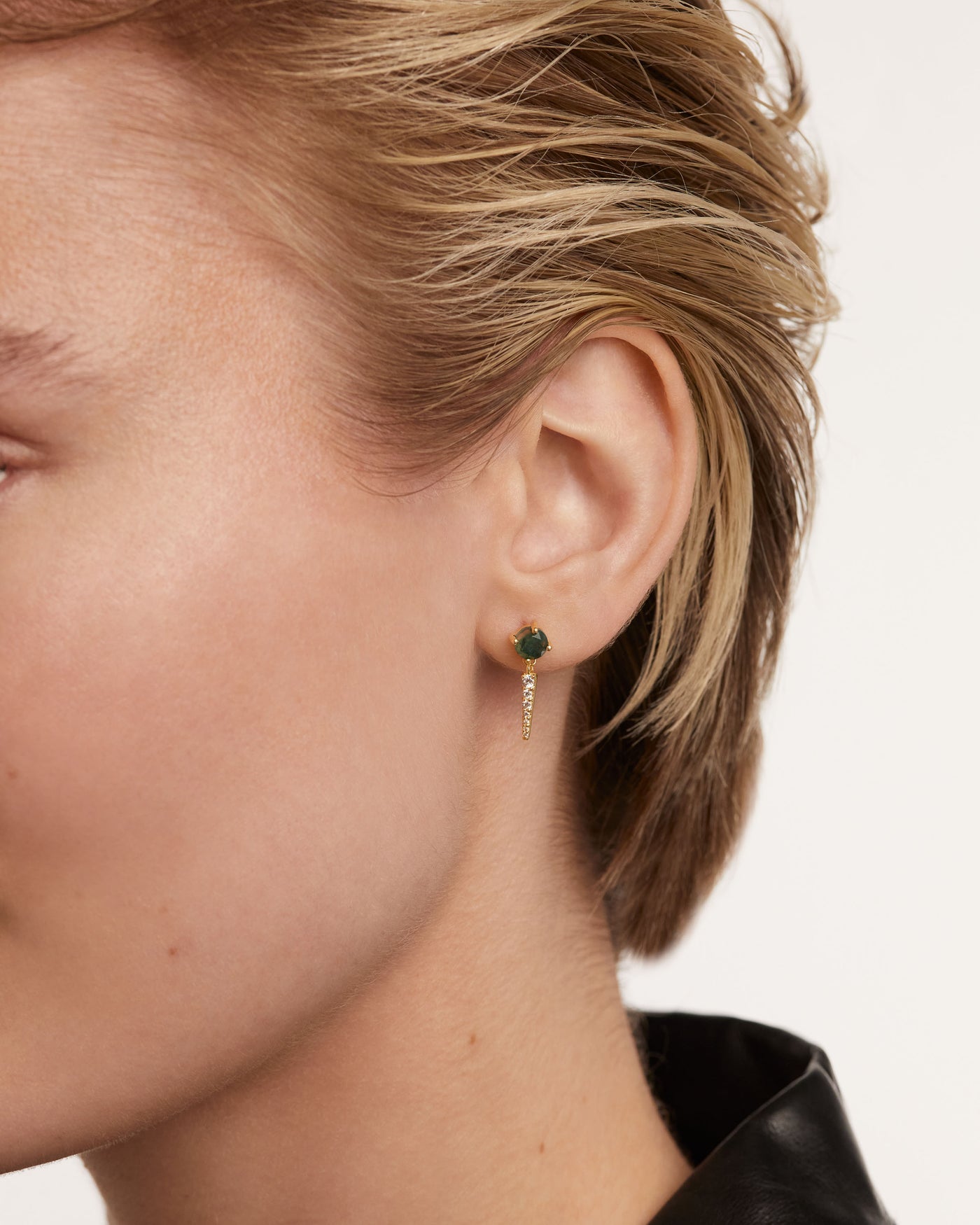 Agate Crystal and zirconia ear piercings