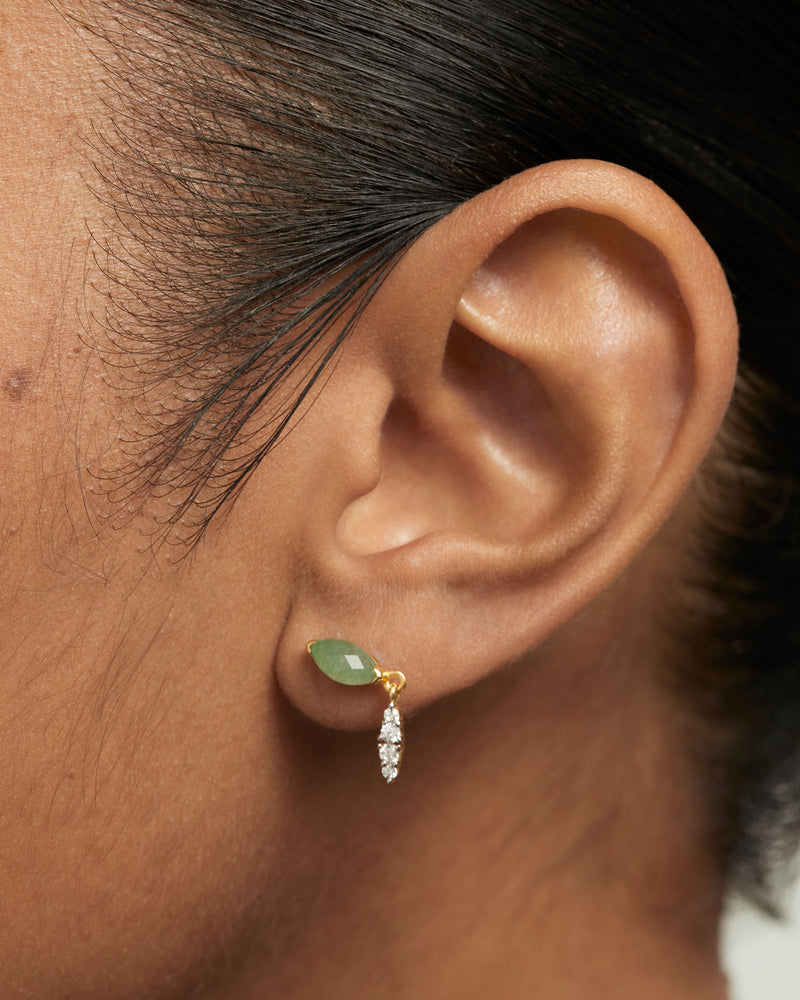 Piercing oreja Aventurina Verde Ginger - 
  
    Plata de Ley / Baño de Oro 18K
  
