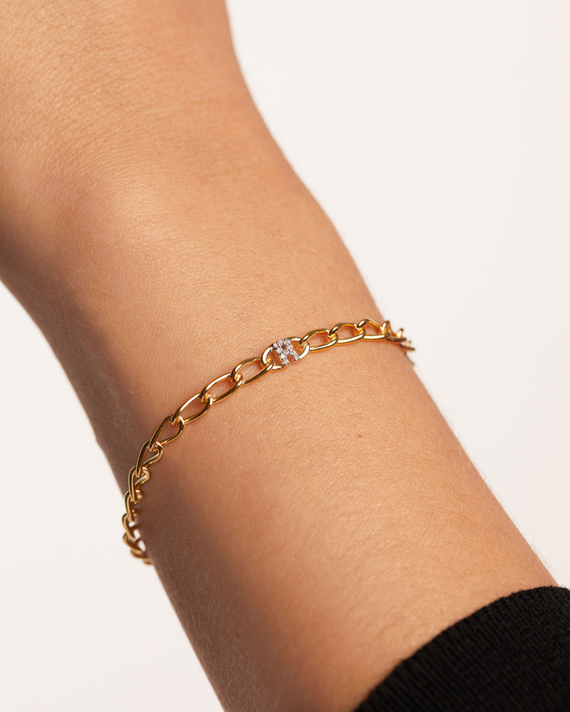Letter R Chain Bracelet - 
  
    Sterling Silver / 18K Gold plating
  
