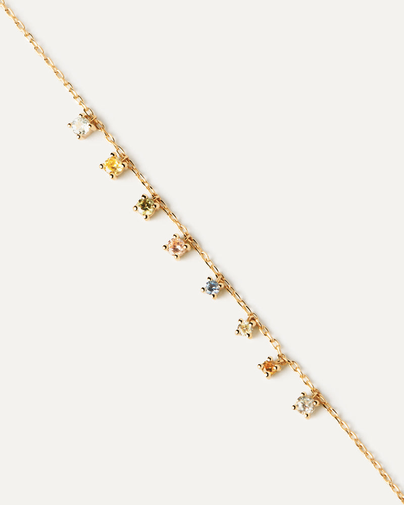 Bracciale placcata oro con otto ciondoli di zirconi multicolore