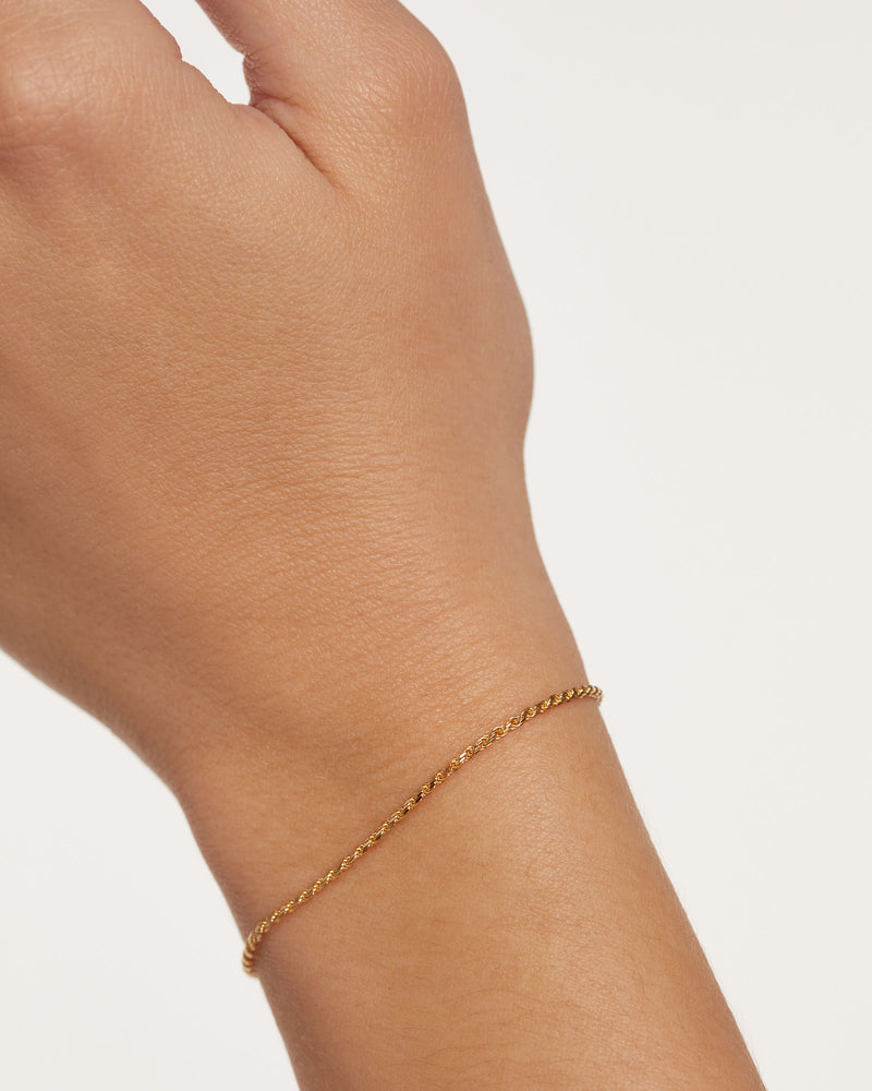 18K solid yellow gold chain bracelet with rope links Gold Rope Chain Bracelet PDPAOLA