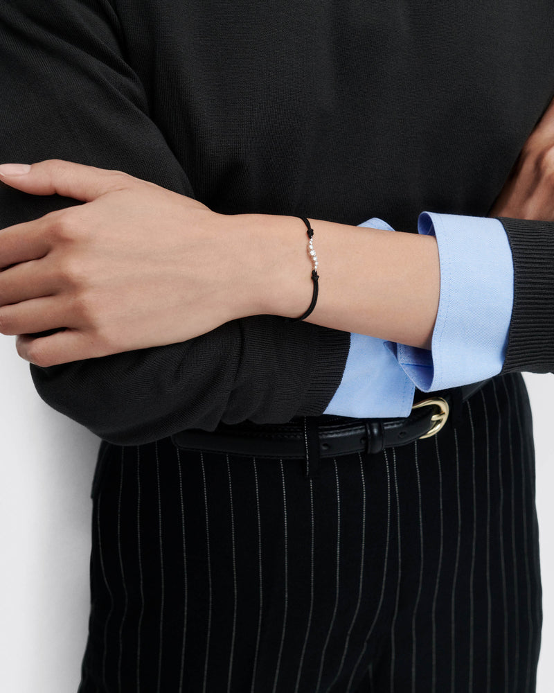 Bracciale in diamanti e corda Venus - 
  
    Oro bianco 18K / Placcatura in argento rodiato
  

