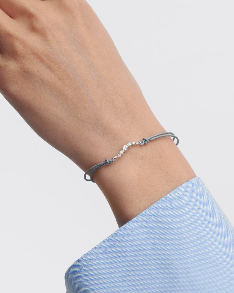 Bracciale in diamanti e corda Venus - 
  
    Oro bianco 18K / Placcatura in argento rodiato
  
