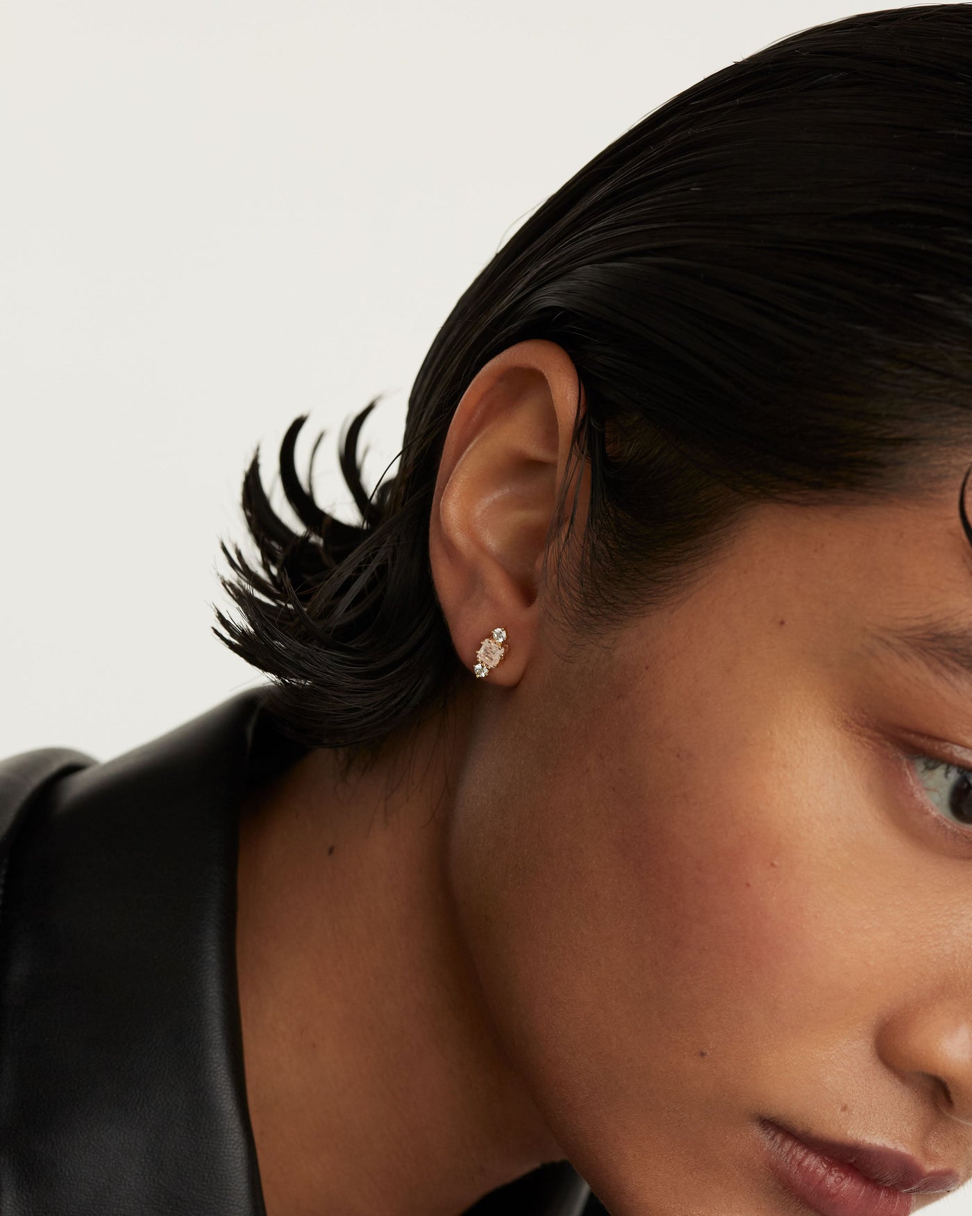 Crystal and zirconia  ear piercings