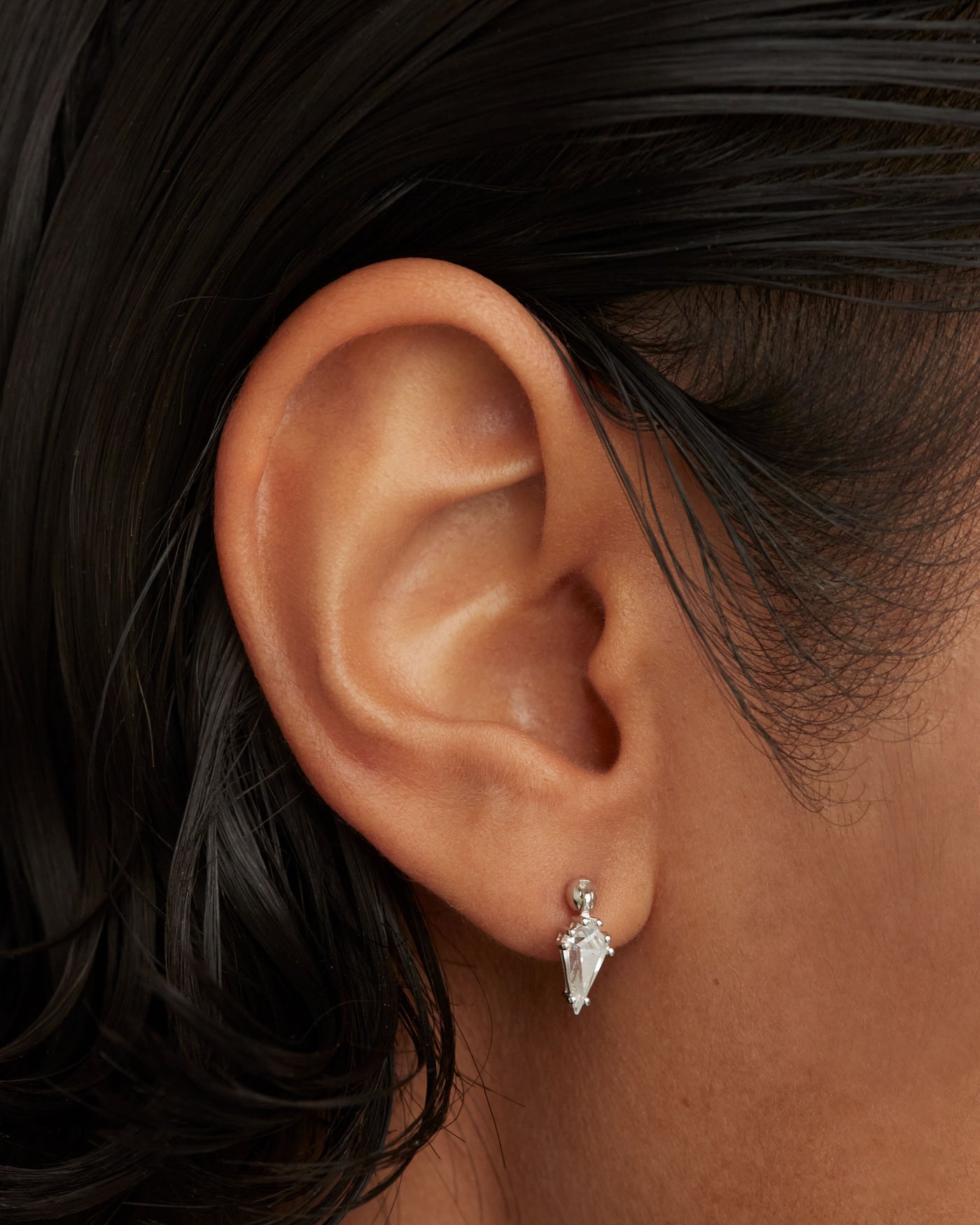 Crystal and zirconia  ear piercings