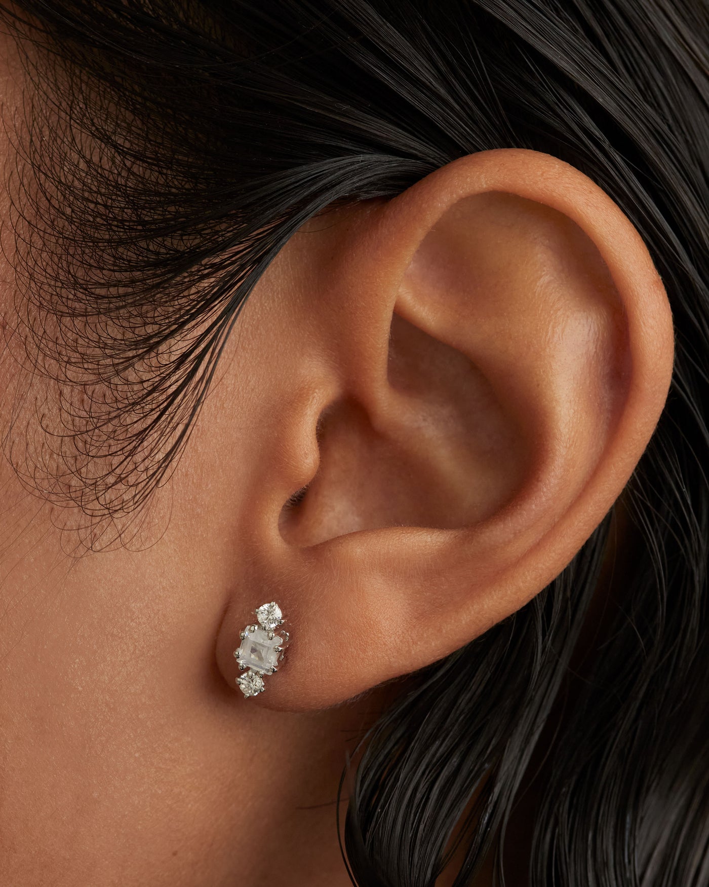 Crystal and zirconia  ear piercings