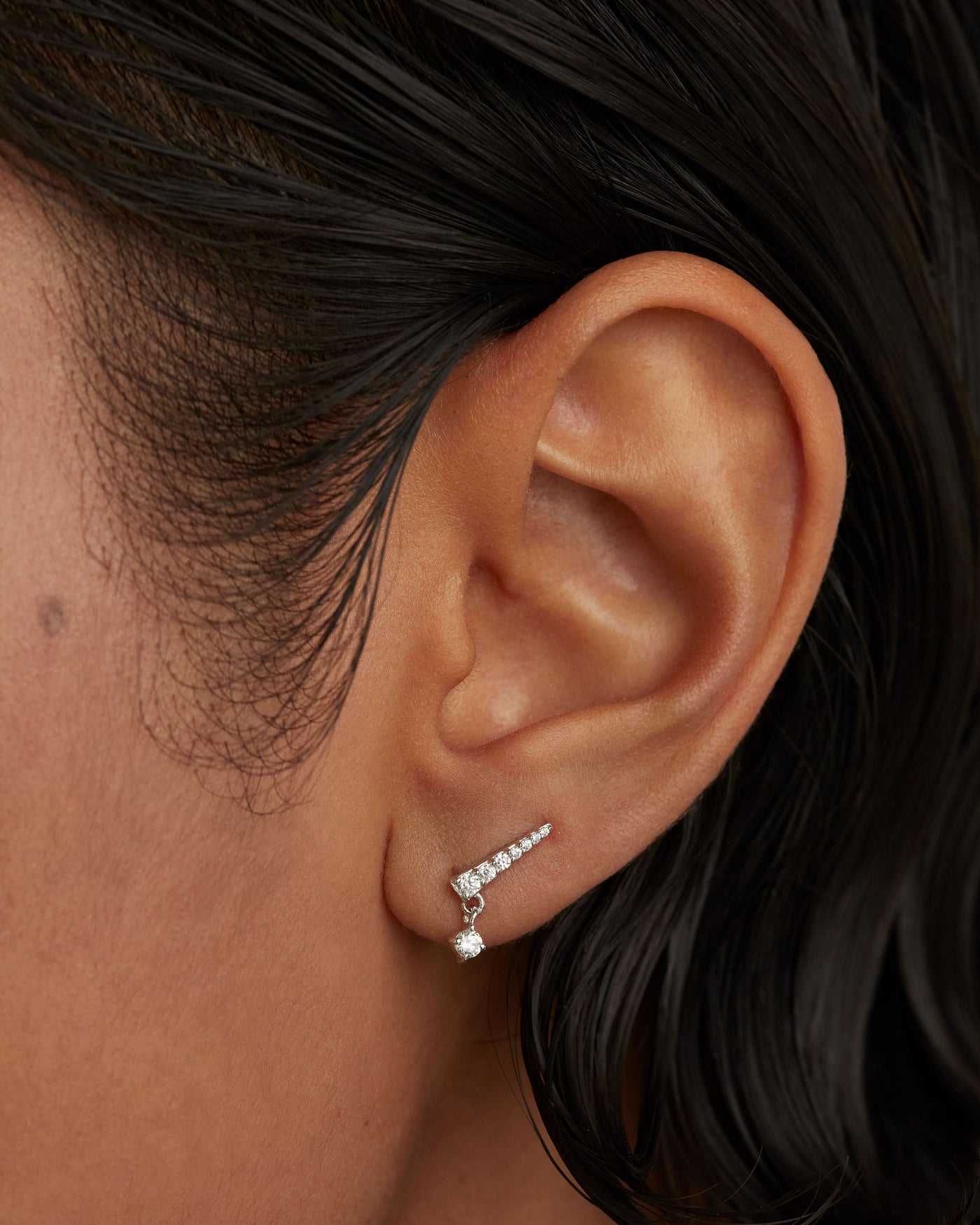 Crystal and zirconia  ear piercings