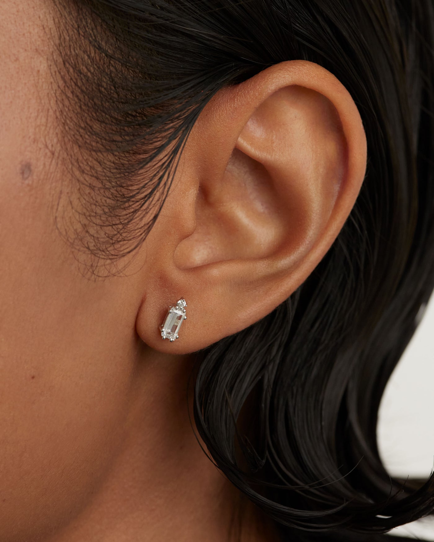 Crystal and zirconia  ear piercings