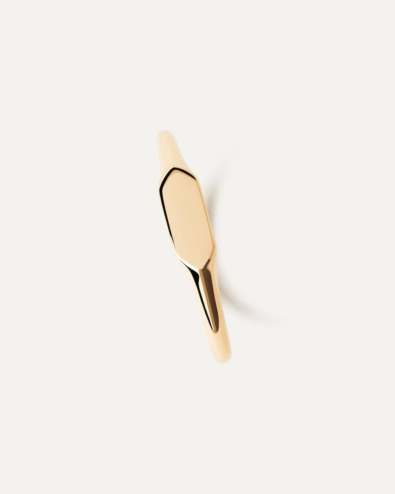 Anello sigillo Hexagon mini - 
  
    Argento sterling / Placcatura in Oro 18K
  
