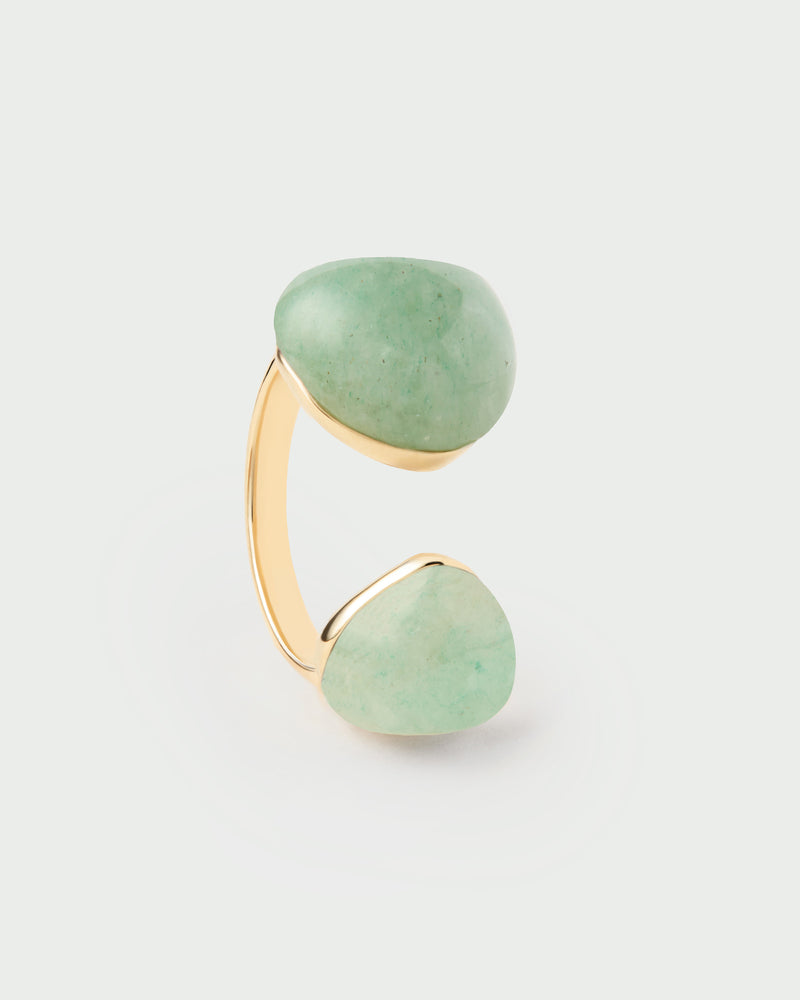 Grüner Aventurin Gravity ring - 
  
    Sterling Silber / 18K Goldplattierung
  

