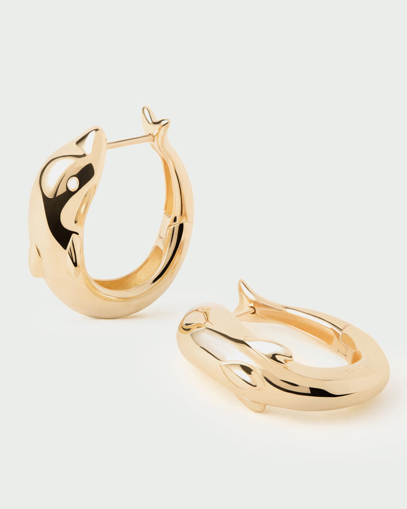 Dolphin hoops - 
  
    Plata de Ley / Baño de Oro 18K
  
