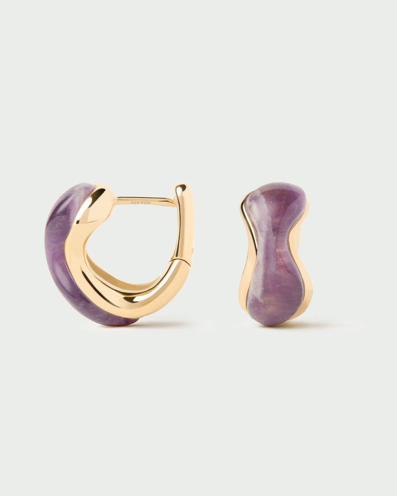 Aros Amatista Musa - 
  
    Plata de Ley / Baño de Oro 18K
  
