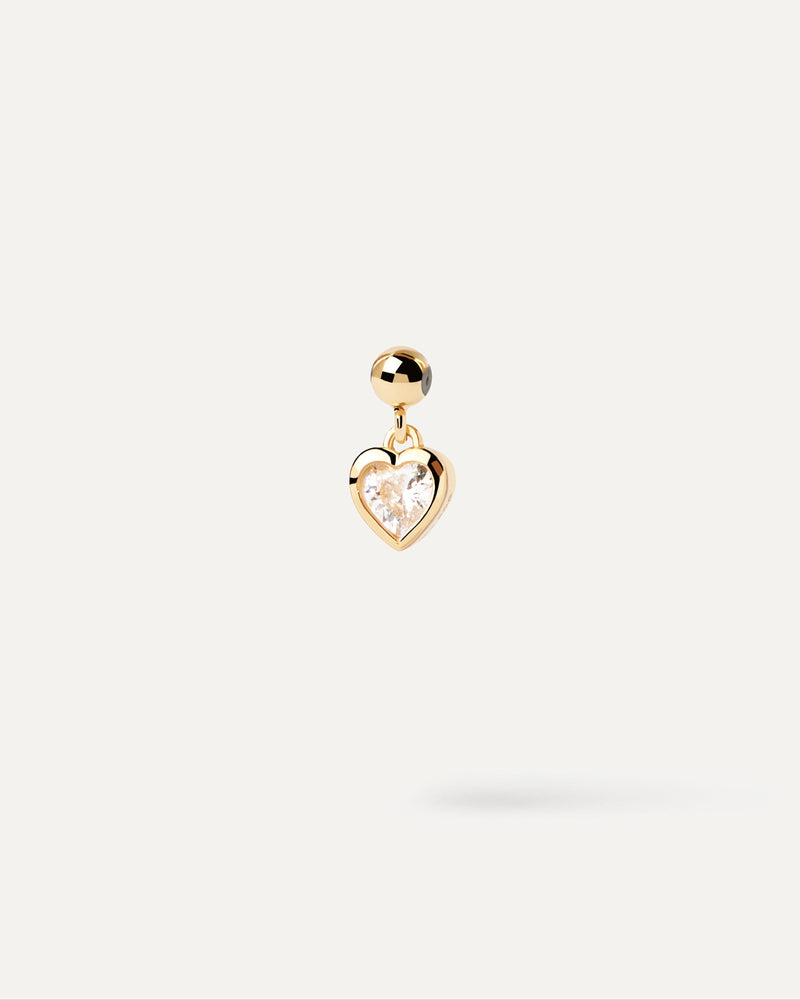 Tiny heart charm with white zirconia for necklace or bracelet