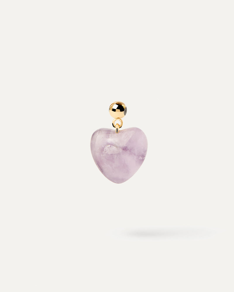 Charm corazón de piedra morada para colgar en collar o pulsera