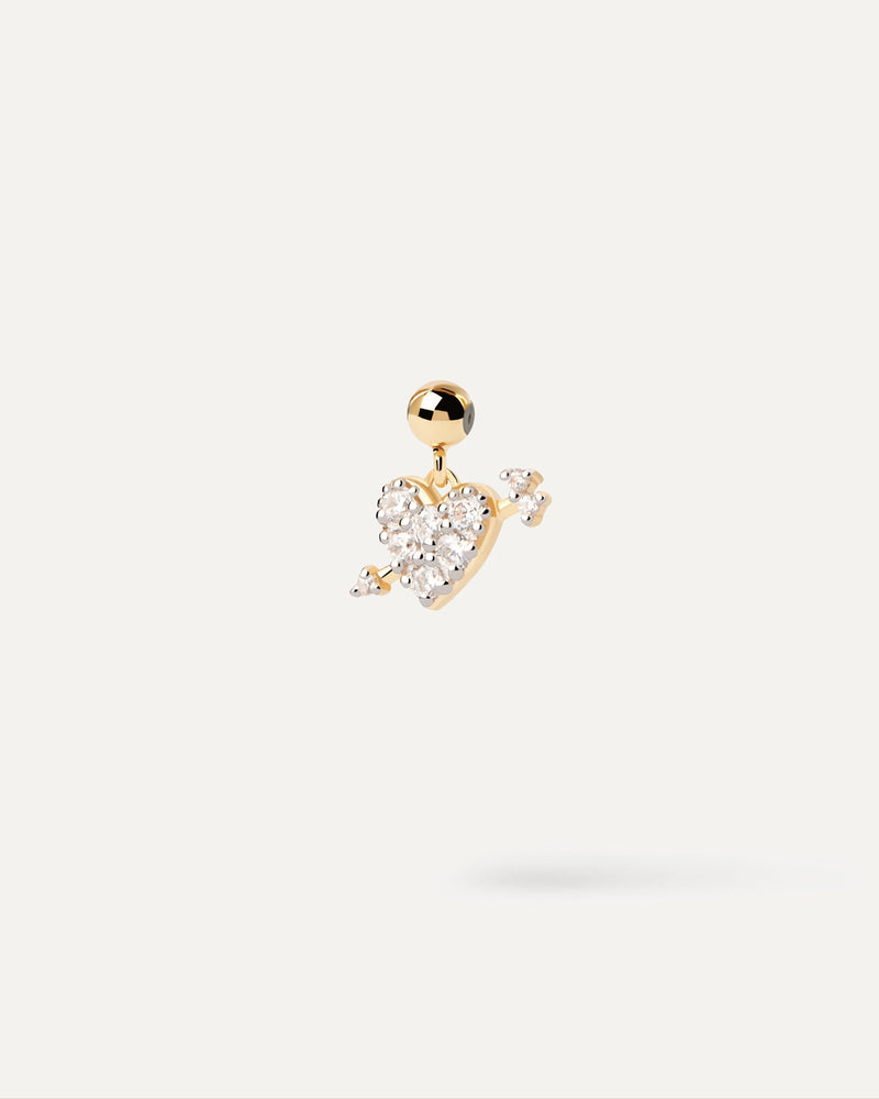Charm herz mit Pfeil mit weißen Zirkonia für Halskette oder Armband