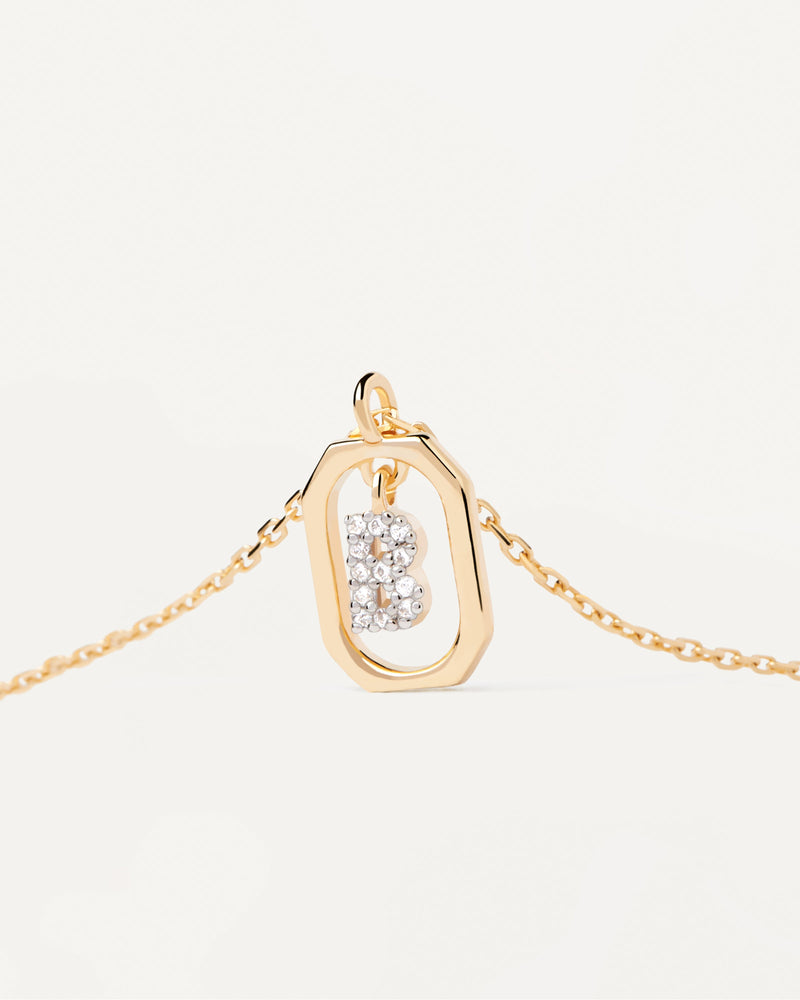 Collana Con Lettera B Mini - 
  
    Argento sterling / Placcatura in Oro 18K
  

