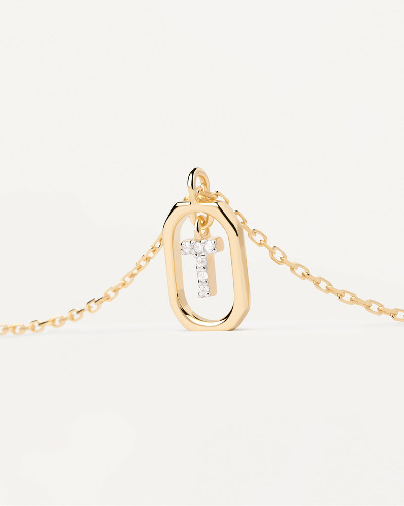 Collana Con Lettera T Mini - 
  
    Argento sterling / Placcatura in Oro 18K
  

