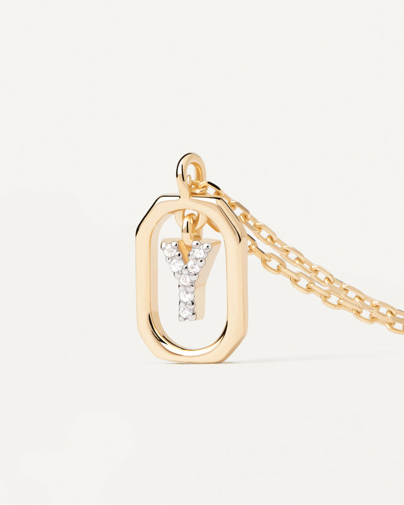 Collana Con Lettera Y Mini - 
  
    Argento sterling / Placcatura in Oro 18K
  
