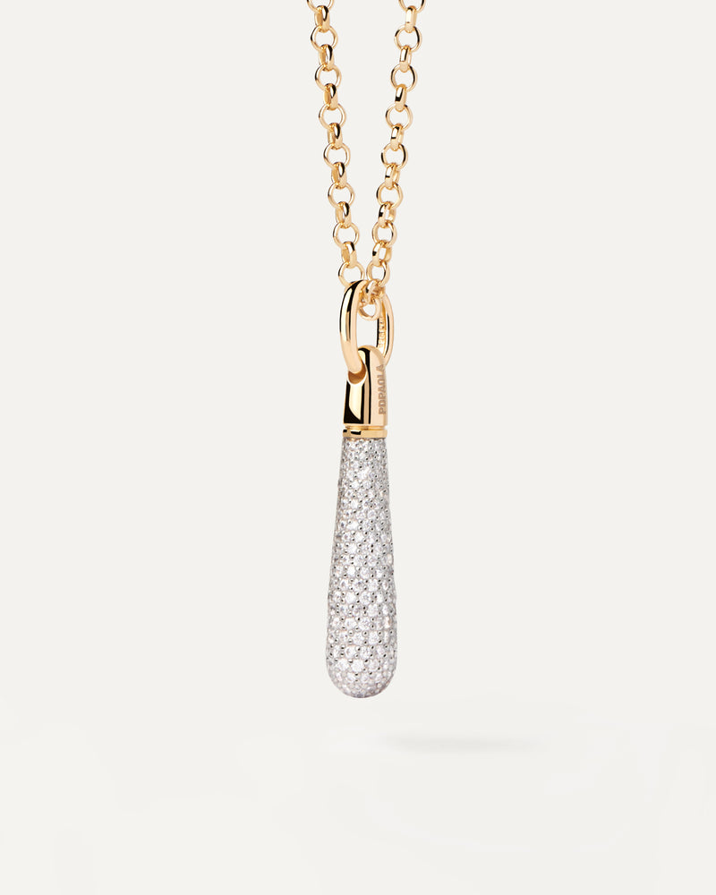 Ciondolo Pavé Large Drop - 
  
    Argento sterling / Placcatura in Oro 18K
  
