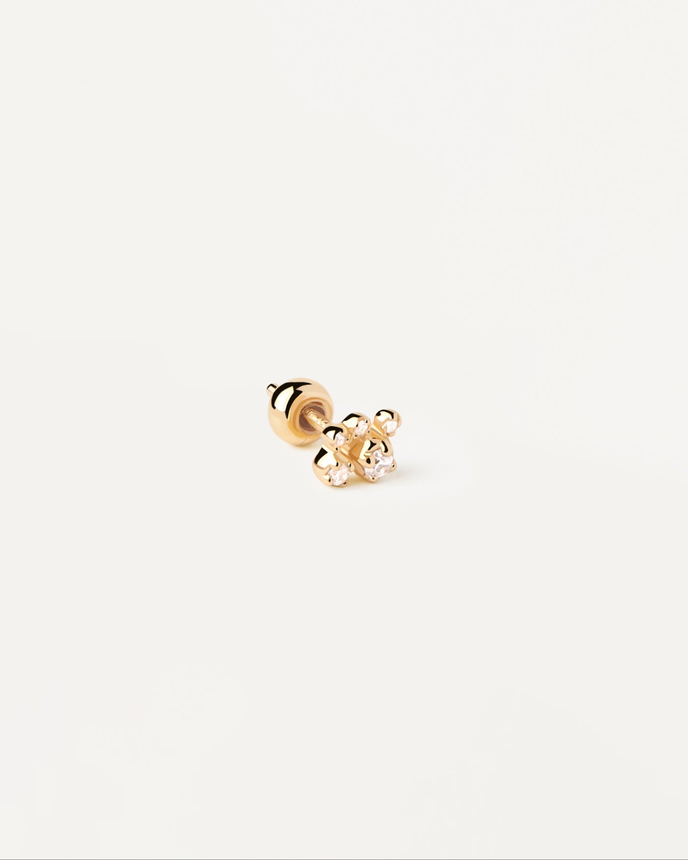 Gold plated silver shiny ear piercing with white zirconia Bubble Einzelner Stud Ohrringe PDPAOLA