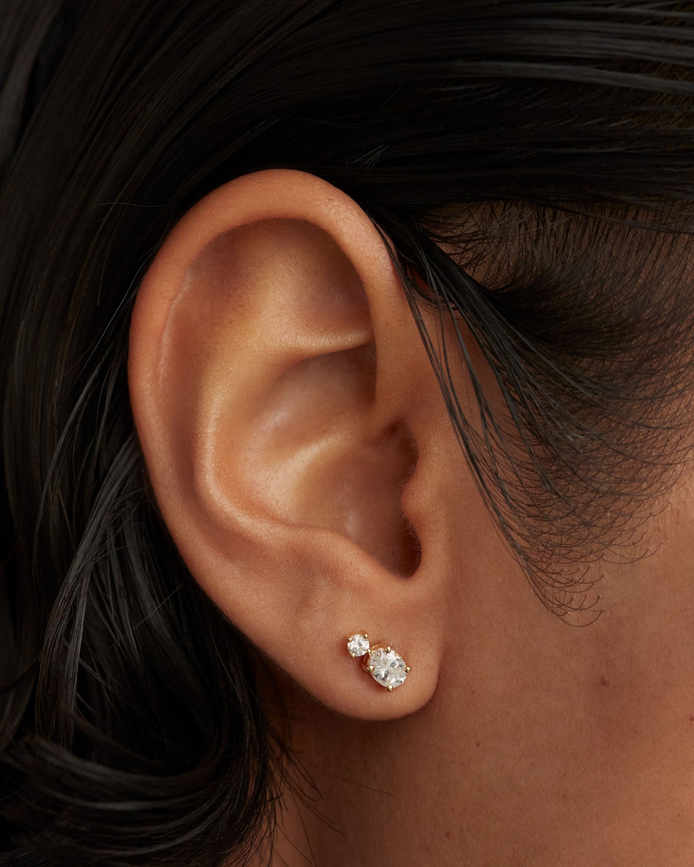 Crystal and zirconia  ear piercings