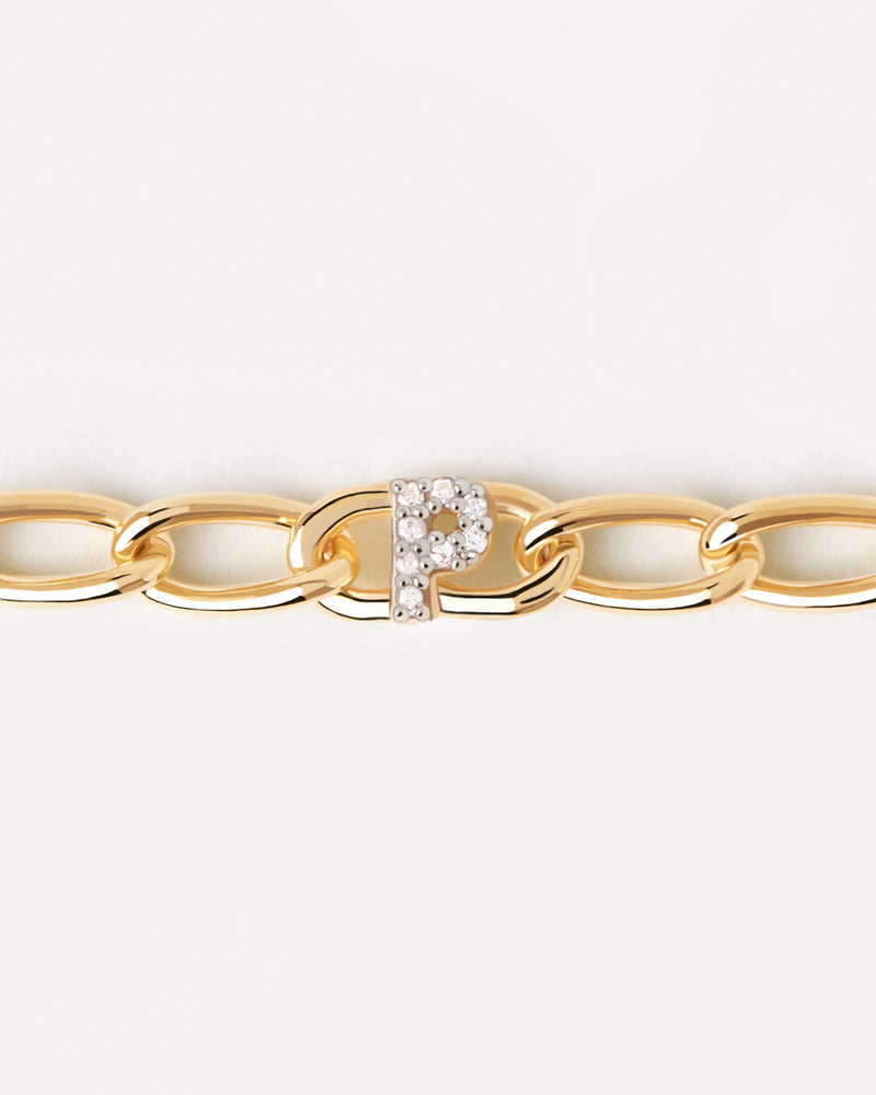 Letter P Chain Bracelet - 
  
    Sterling Silver / 18K Gold plating
  
