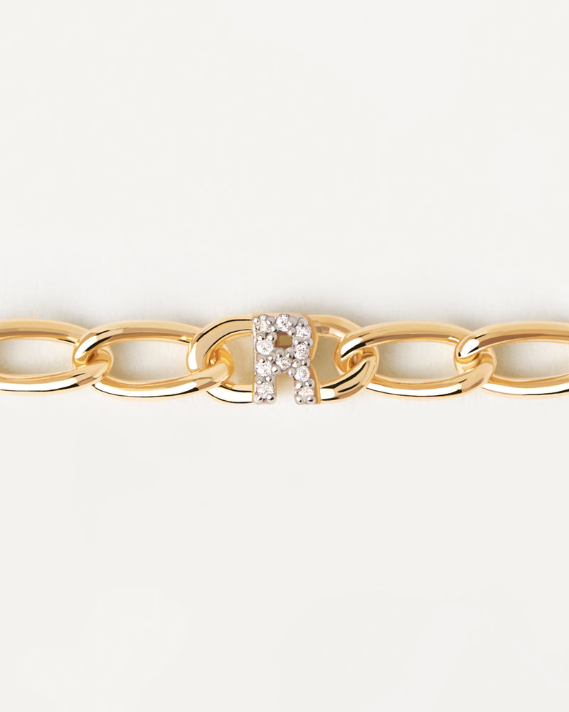 Letter R Chain Bracelet - 
  
    Sterling Silver / 18K Gold plating
  

