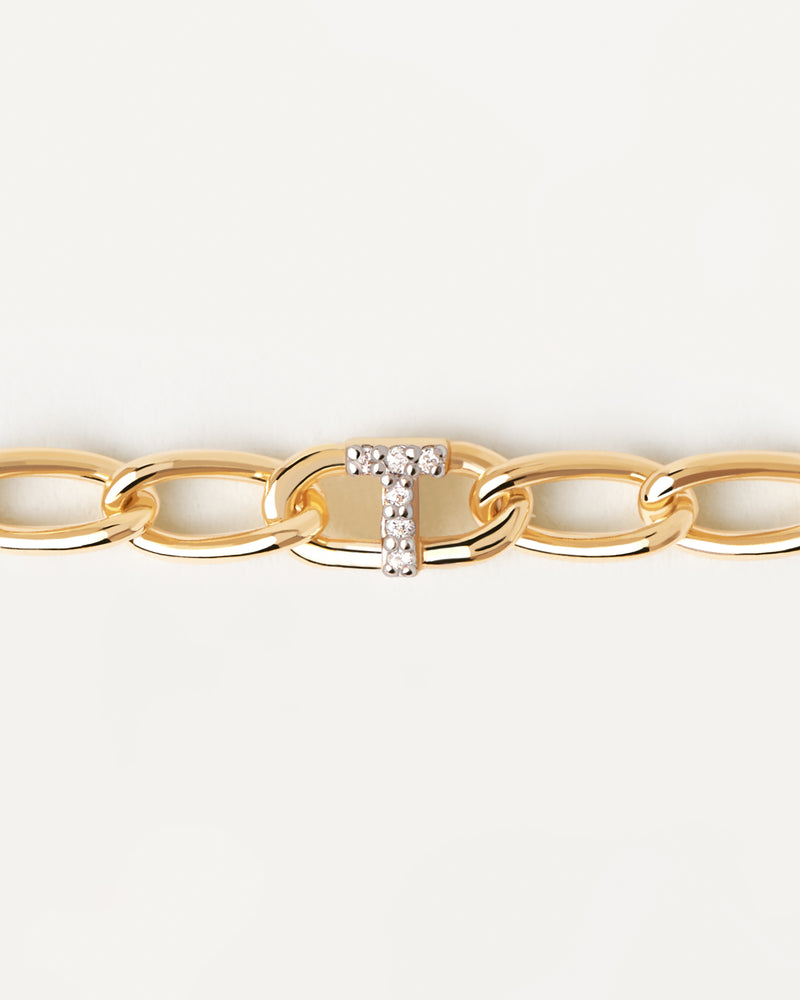 Letter T Chain Bracelet - 
  
    Sterling Silver / 18K Gold plating
  
