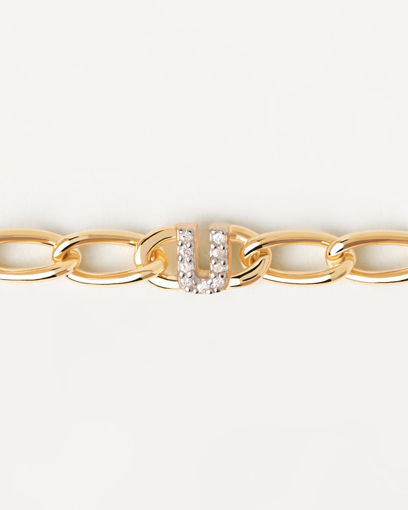 Letter U Chain Bracelet - 
  
    Sterling Silver / 18K Gold plating
  
