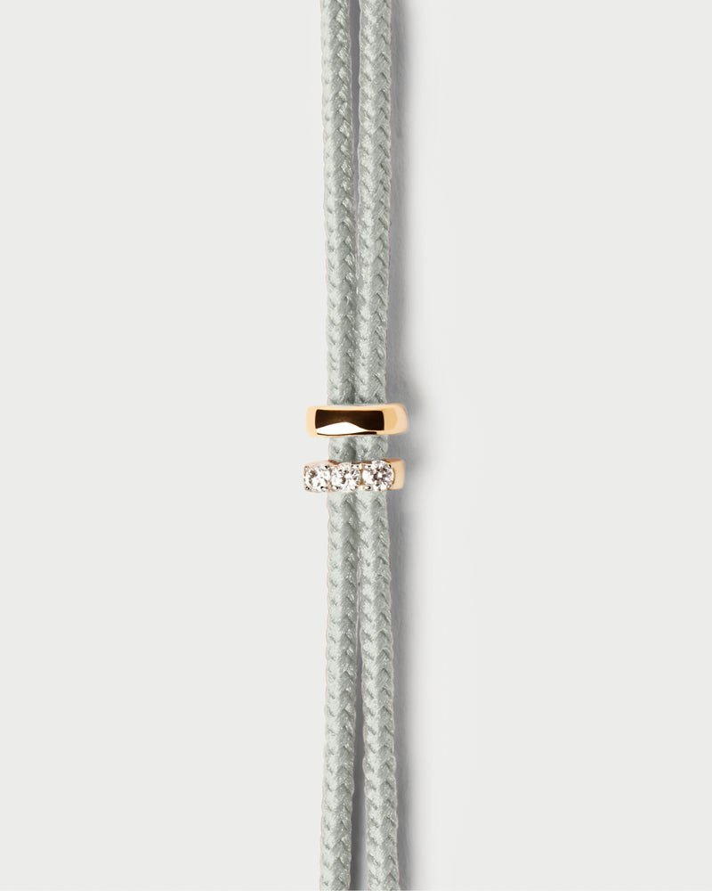 Bracciale in corda regolabile con due cerchi di pavé di diamanti da laboratorio