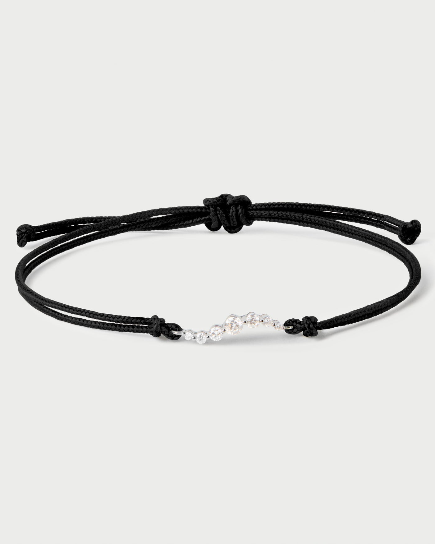 Pulsera de diamantes y cordón Venus - 
  
    Oro Blanco 18K / Baño de rodio en plata
  
