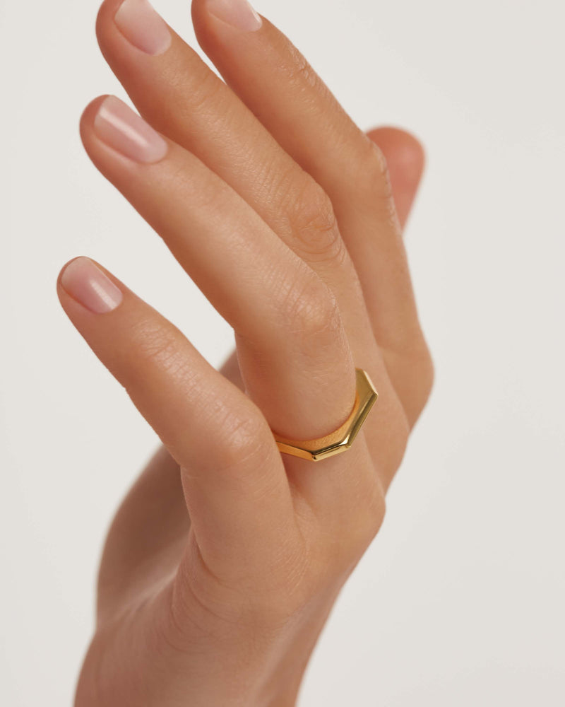 Signature Link Ring - 
  
    Messing / 18K Goldplattierung
  

