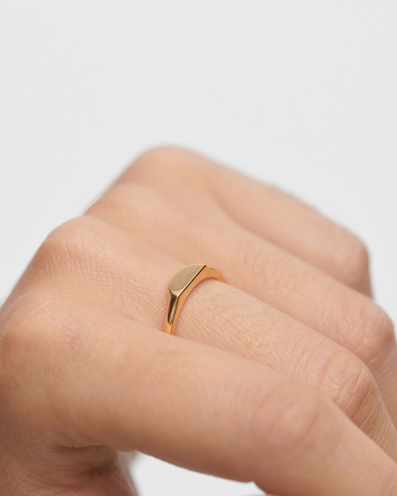 Anello sigillo Half Circle mini - 
  
    Argento sterling / Placcatura in Oro 18K
  
