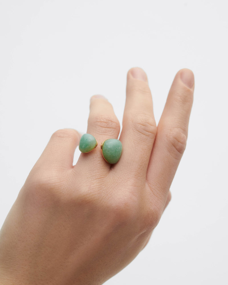 Grüner Aventurin Gravity ring - 
  
    Sterling Silber / 18K Goldplattierung
  
