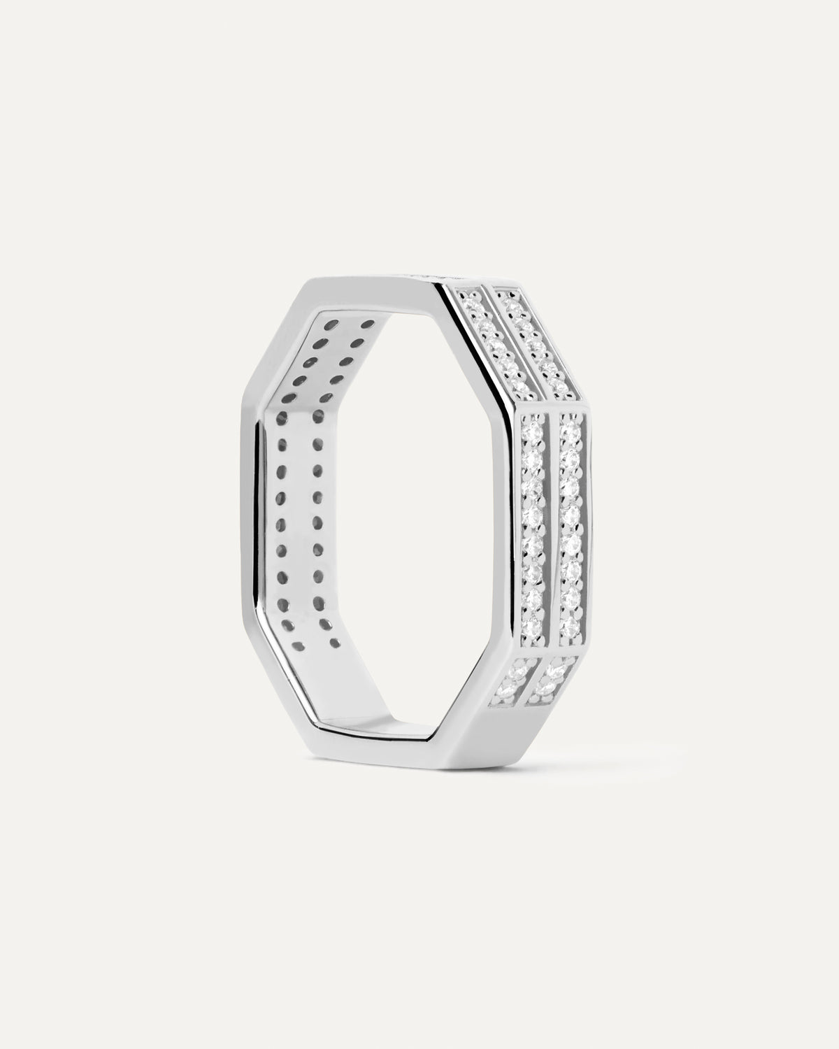 Gold-plated eight-prong setting solitary ring with white zirconia | Olympia Silver Ring | PDPAOLA Gold-plated eight-prong setting solitary ring with white zirconia | Olympia Silver Ring | PDPAOLA