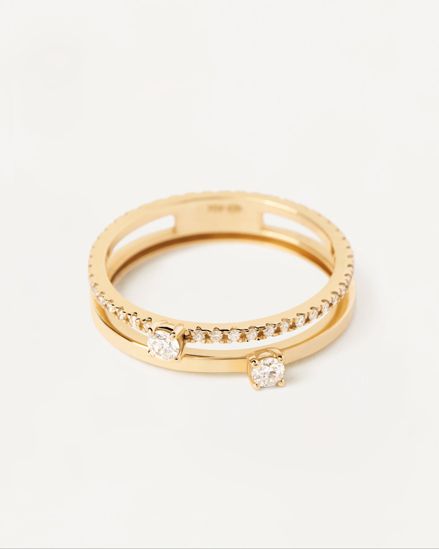 Diamonds and gold Solitaire Dual Ring - 
  
    18K Gold
  
