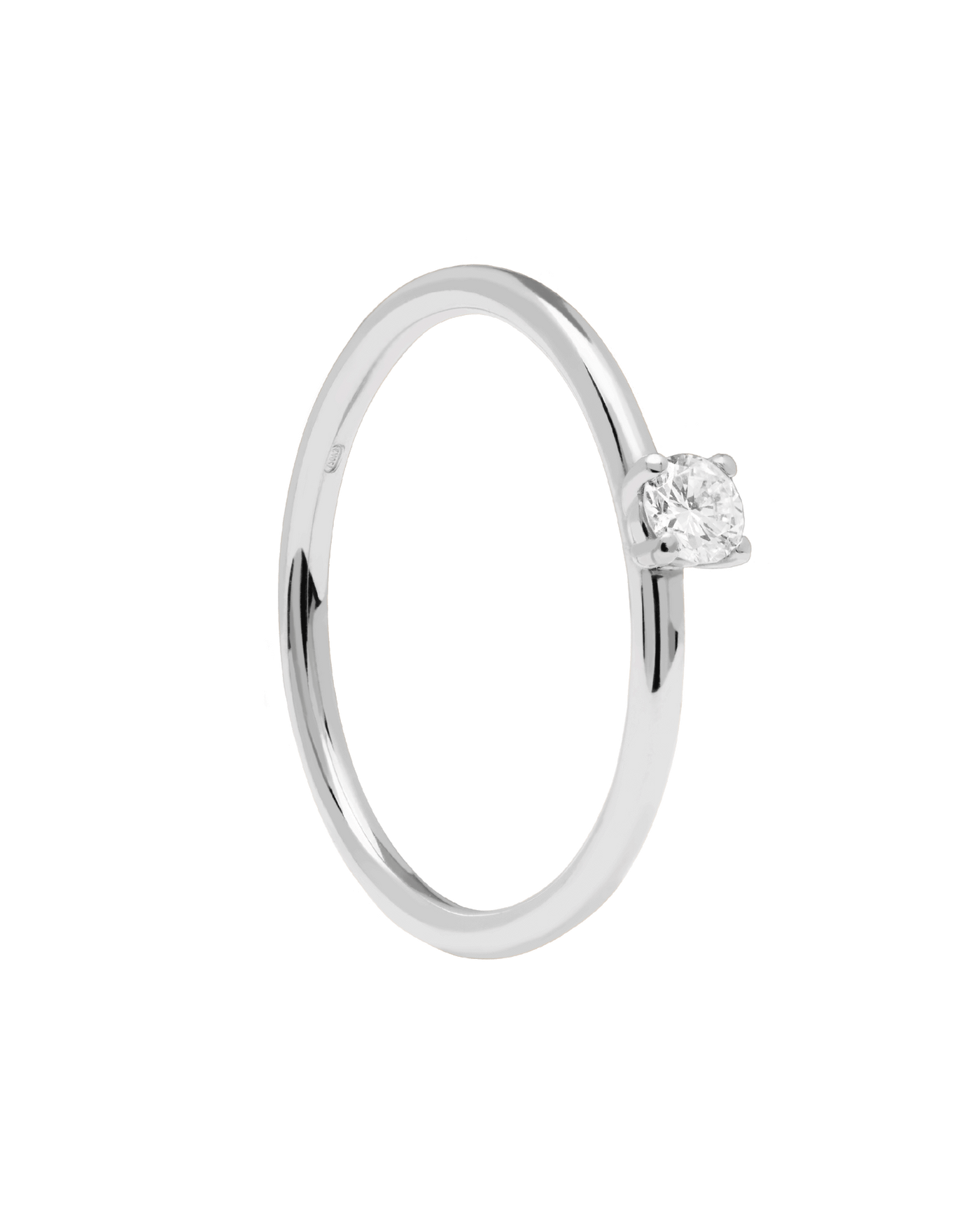Anello in Diamanti E Oro Bianco Solitaire Mini - 
  
    Oro bianco 18K / Placcatura in argento rodiato
  
