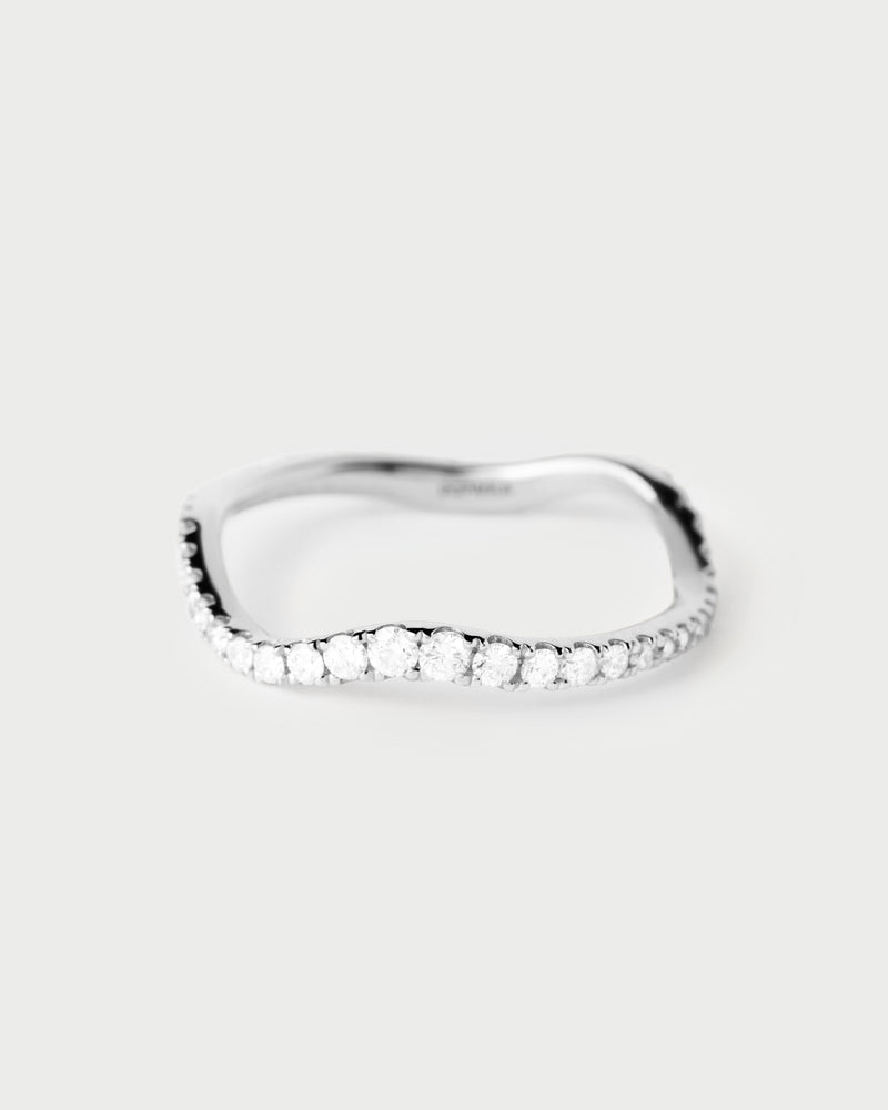 Bague en or blanc et diamants Flow - 
  
    Or blanc 18 carats / Placage Argent Rhodié
  
