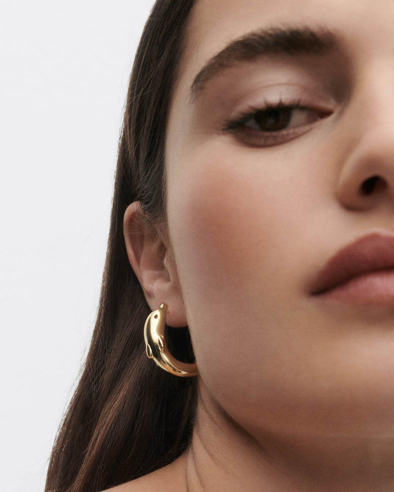 Dolphin hoops - 
  
    Plata de Ley / Baño de Oro 18K
  
