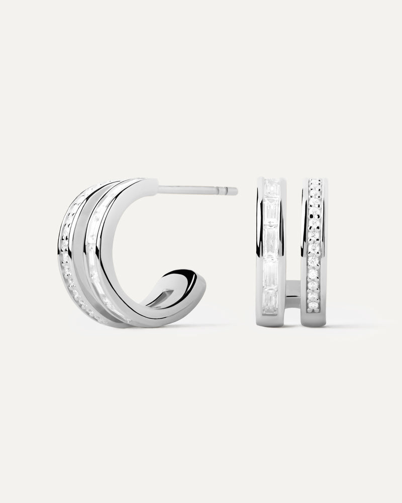 Bianca Double Band Silver Hoops - 
  
    Sterling Silver
  
